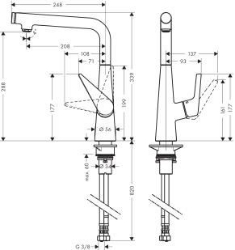 Picture of HANSGROHE Talis Select S Einhebel-Küchenmischer 300 mit Schwenkauslauf,  72820000