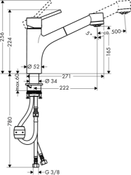 Picture of HANSGROHE Talis S Einhebel-Küchenmischer mit Ausziehbrause,  32841000