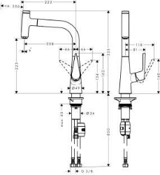 Picture of HANSGROHE Talis Select S Einhebel-Küchenmischer 220 mit Ausziehauslauf,  72822000