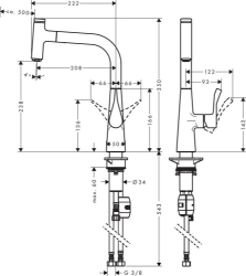 Picture of HANSGROHE Metris Select Einhebel-Küchenmischer 240 mit Ausziehauslauf,  14857000
