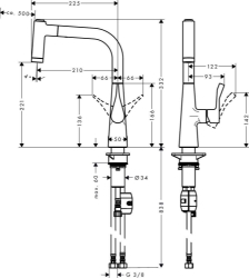 Picture of HANSGROHE Metris Einhebel-Küchenmischer 220 mit Ausziehbrause,  14834000