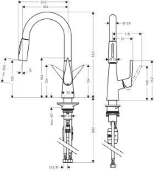 Picture of HANSGROHE Talis S Einhebel-Küchenmischer 160 mit Ausziehbrause,  72815000