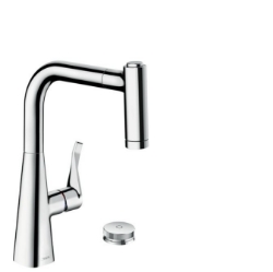 Picture of HANSGROHE M71 Metris Select 2-Loch Einhebel-Küchenmischer 220 mit Ausziehbrause,  73805000