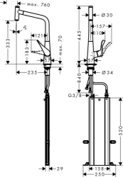 Picture of HANSGROHE M71 Metris Select Einhebel-Küchenmischer 320 mit Ausziehauslauf und sBox,  73803000