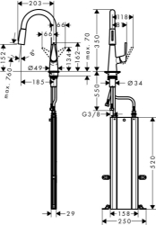 Picture of HANSGROHE M51 Talis S Einhebel-Küchenmischer 160 mit Ausziehbrause und sBox,  73850800