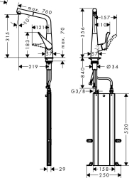 Picture of HANSGROHE M71 Metris Einhebel-Küchenmischer 320 mit Ausziehauslauf und sBox,  73812000