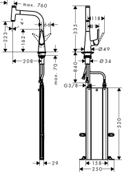 Picture of HANSGROHE M51 Talis Select S Einhebel-Küchenmischer 220 mit Ausziehauslauf und sBox,  73852800