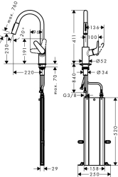 Picture of HANSGROHE M41 Focus Einhebel-Küchenmischer 240 mit Ausziehbrause und sBox,  73880000