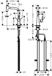 Picture of HANSGROHE M71 Metris Select Einhebel-Küchenmischer 240 mit Ausziehauslauf und sBox,  73802000