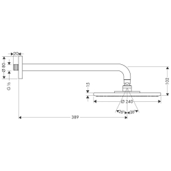 Picture of HANSGROHE Kopfbrause Raindance S 240 Air EcoSmart mit Brausearm 390 mm,  27461000