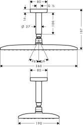 Picture of HANSGROHE Raindance E 360 Air 1jet Kopfbrause mit Deckenanschluss 100 mm,  27381000