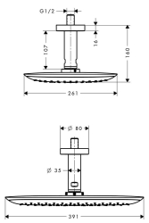Picture of HANSGROHE PuraVida 400 Air 1jet Kopfbrause mit Deckenanschluss 100 mm,  27390000