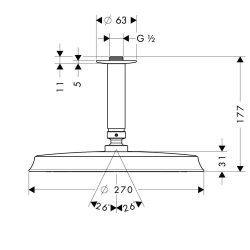 Picture of HANSGROHE Raindance Classic 240 Air 1jet Kopfbrause mit Deckenanschluss 100 mm,  27405000