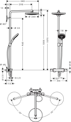 Picture of HANSGROHE Raindance Select S 240 2jet Showerpipe,  27129000
