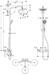 Picture of HANSGROHE Croma 220 Air 1jet Showerpipe,  27185000