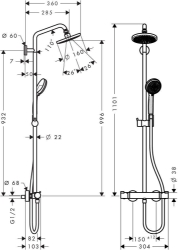 Picture of HANSGROHE Croma 160 1jet Showerpipe,  27135000