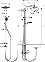 Picture of HANSGROHE Crometta S 240 1jet Showerpipe Reno EcoSmart,  27270000