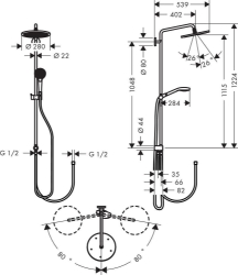 Picture of HANSGROHE Croma 280 1jet Showerpipe Reno,  26793000