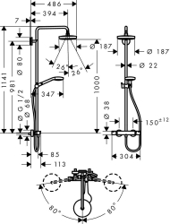 Picture of HANSGROHE Croma Select S 180 2jet Showerpipe,  27253400