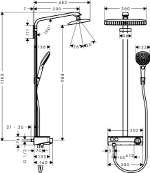 Picture of HANSGROHE Raindance Select E 360 1jet ST Showerpipe,  27288000
