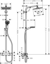 Picture of HANSGROHE Crometta E 240 1jet Showerpipe EcoSmart 9 l/min,  27281000