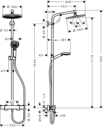 Picture of HANSGROHE Crometta S 240 1jet Showerpipe EcoSmart 9 l/min,  27268000