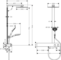 Picture of HANSGROHE Raindance E 300 1jet Showerpipe 600 ST EcoSmart 9 l/min,  27364000