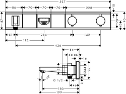 Picture of HANSGROHE Fertigset Unterputz für 2 Verbraucher Wanne,  15359400