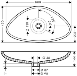 Picture of AXOR Massaud Waschschüssel 800 mm, Art.Nr. 42300000
