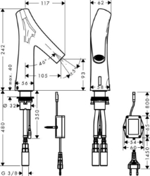 Picture of AXOR Starck Organic Elektronik-Waschtischmischer mit Temperaturvoreinstellung mit Netzanschluss, Art.Nr. 12174000
