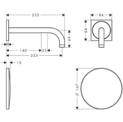 Picture of AXOR Uno Elektronik-Waschtischmischer Unterputz mit Auslauf 225 mm für Wandmontage, Art.Nr. 38120000
