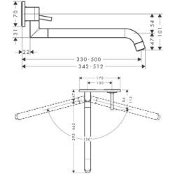 Picture of AXOR Uno² Einhebel-Küchenmischer Unterputz für Wandmontage, Art.Nr. 38815000
