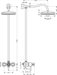 Picture of AXOR Montreux Showerpipe mit Thermostat und 1jet Kopfbrause, Art.Nr. 16570000