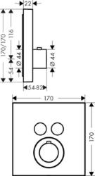 Picture of AXOR ShowerSelect ShowerSelect Thermostat Square für 2 Verbraucher Unterputz, Art.Nr. 36715000