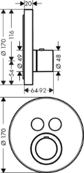 Picture of AXOR ShowerSelect ShowerSelect Thermostat Round für 2 Verbraucher Unterputz, Art.Nr. 36723000