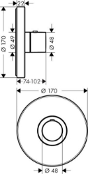 Picture of AXOR ShowerSelect ShowerSelect Thermostat Highflow Round Unterputz, Art.Nr. 36721000