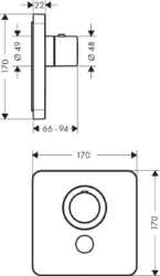 Picture of AXOR ShowerSelect ShowerSelect Thermostat Highflow Softcube für 1 Verbraucher und einen zusätzlichen Abgang Unterputz, Art.Nr. 36706000