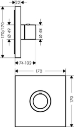 Picture of AXOR ShowerSelect ShowerSelect Thermostat Highflow Square Unterputz, Art.Nr. 36718000