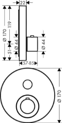 Picture of AXOR ShowerSelect ShowerSelect Thermostat Round für 1 Verbraucher Unterputz, Art.Nr. 36722000