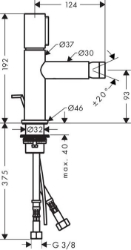 Picture of AXOR Uno Select Bidetmischer mit Zugstangen-Ablaufgarnitur, Art.Nr. 45210000