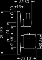 Picture of AXOR Uno Thermostat Unterputz mit Ab- und Umstellventil, Art.Nr. 38720000
