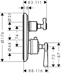 Picture of AXOR Montreux Thermostat Unterputz mit Abstellventil mit Hebelgriff, Art.Nr. 16801000