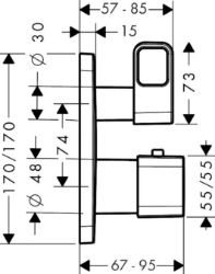 Picture of AXOR Urquiola Thermostat Unterputz mit Ab- und Umstellventil, Art.Nr. 11733000