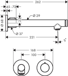 Picture of AXOR Uno Select Waschtischmischer Unterputz für Wandmontage 220, Art.Nr. 45113000