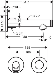 Picture of AXOR Uno Select Waschtischmischer Unterputz für Wandmontage 165, Art.Nr. 45112000