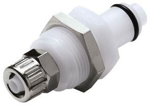 Picture of CPC Kupplungen 10mm PTF Non-Valved Panel Mount Acetal Coupling Insert- 25 Stk,  Art.Nr. : PLC400M10