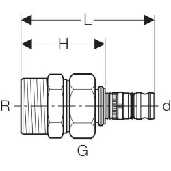 Picture of Geberit Mepla Übergangsverschraubung mit Aussengewinde, DN 15, d 20 mm, Art.-Nr. 602.590.00.5