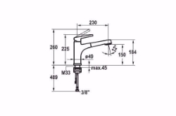 Picture of KWC SUNO Küche chromeline A 230 Hebelmischer Auszugbrause mit SprayClean bis 600 mm ausziehbar Powe, chromeline, wegnehmbar, flex-PEX 3/8", Art.Nr. : 10.171.053.000FL