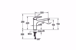 Picture of KWC SUNO Küche chromeline A 225 Hebelmischer Schwenkauslauf 160° Strahlregler-Mundstück, chromeline, flex-PEX 3/8", Art.Nr. : 10.175.023.000FL