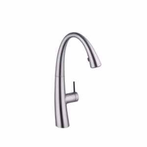 Picture of KWC ZOE Küche decor steel A 215 Hebelmischer Ausziehbare Umstellbrause verdeckt ergonomische Auszug, splen-brush-st.steel, flex-Pex 3/8", seitenbed., Art.Nr. : 10.201.102.127FL